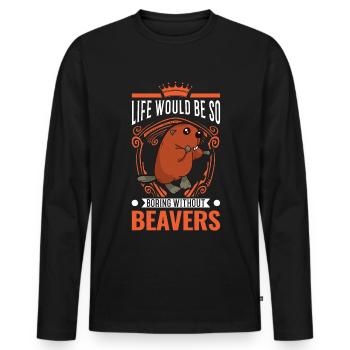 Biber Geschenk Biberdamm - Männer Premium Bio Langarmshirt - Schwarz - Vorne - Nico (187cm)