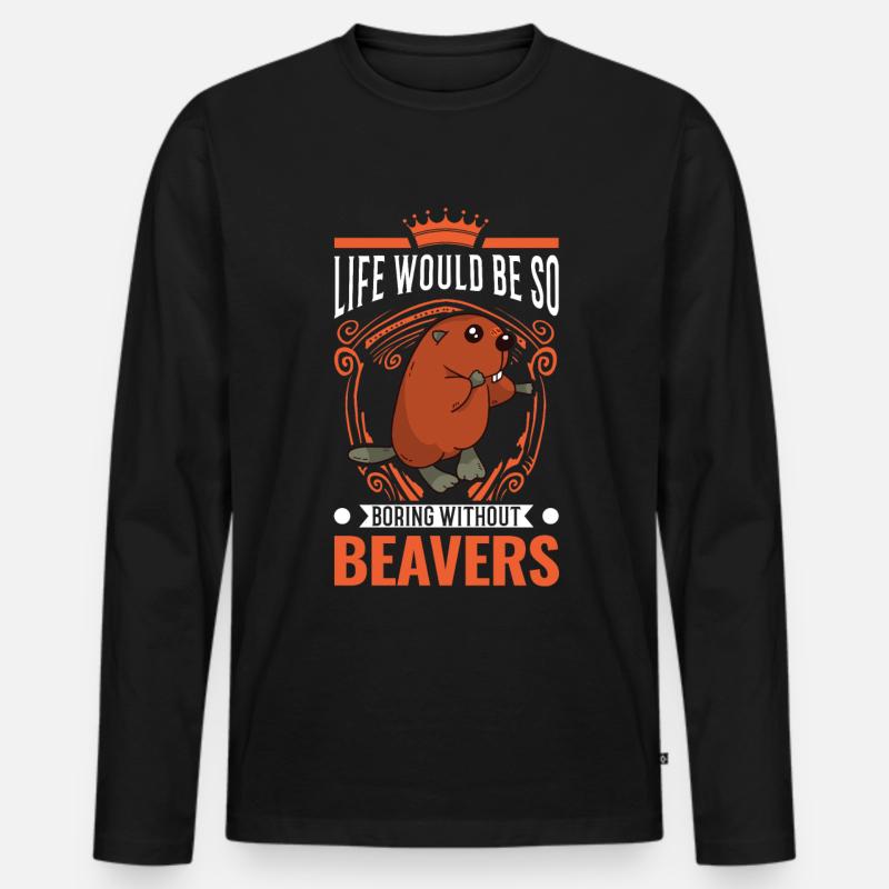 Biber Geschenk Biberdamm - Männer Premium Bio Langarmshirt - Schwarz