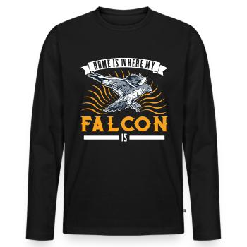La maison est l’endroit où mon faucon est crécerelle - T-shirt manches longues Premium bio Homme - noir - Devant - Nico (187cm)