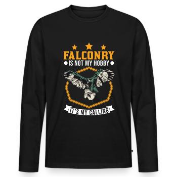 Falke Hobby Falconry Kestrels - Men's Premium Organic Long Sleeve Shirt - black - Front - Nico (187cm)