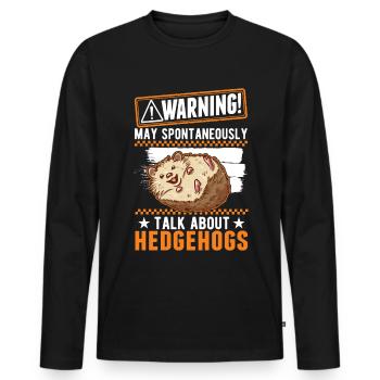 Warnung Igel Stacheligel - Männer Premium Bio Langarmshirt - Schwarz - Vorne - Nico (187cm)