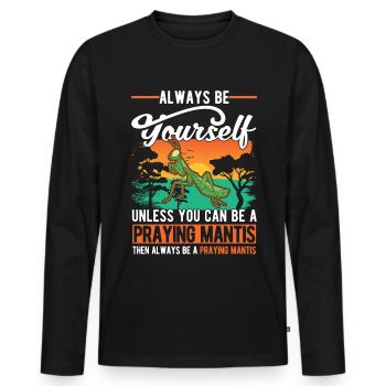 Gottesanbeterin Mantis Fangschrecke - Männer Premium Bio Langarmshirt - Schwarz - Vorne - Nico (187cm)