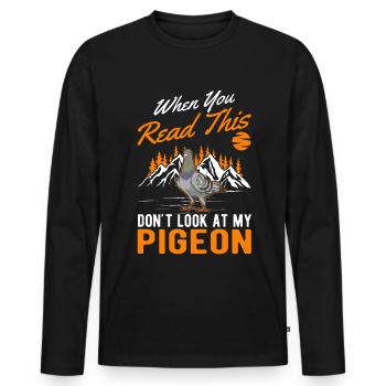 Pigeon Cadeau Pigeon Colombier Plus Chic Pigeon Voyageur - T-shirt manches longues Premium bio Homme - noir - Devant - Nico (187cm)