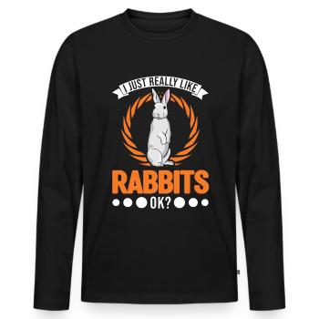 J’aime vraiment Rabbits Rabbit Rabbit - T-shirt manches longues Premium bio Homme - noir - Devant - Nico (187cm)