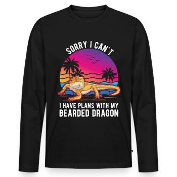 Dragon barbu disant dragon barbu - T-shirt manches longues Premium bio Homme - noir - Devant - Nico (187cm)