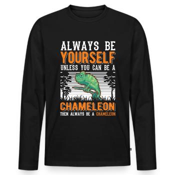 Chameleon Gift Chameleon - Men's Premium Organic Long Sleeve Shirt - black - Front - Nico (187cm)