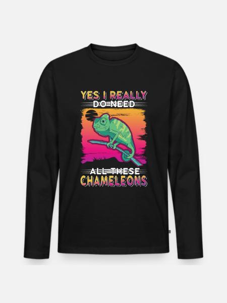 Chameleon Gift Chameleon - Men's Premium Organic Long Sleeve Shirt - black