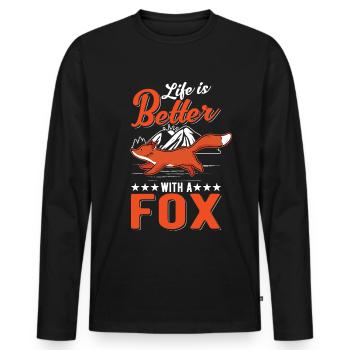 La vie est meilleure avec un Fox Rotfuchs Fuchs - T-shirt manches longues Premium bio Homme - noir - Devant - Nico (187cm)