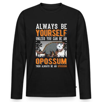 Opossum Gift Possum Pouch Rat - Men's Premium Organic Long Sleeve Shirt - black - Front - Nico (187cm)