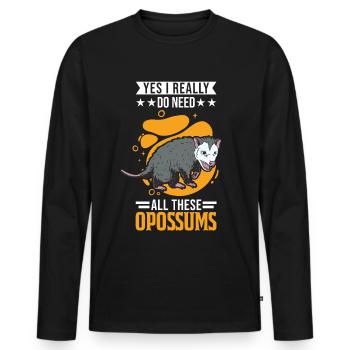 Opossum Gift Possum Pouch Rat - Men's Premium Organic Long Sleeve Shirt - black - Front - Nico (187cm)