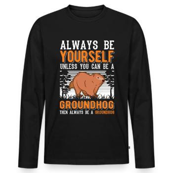 Murmeltier Groundhog Marmot Waldmurmeltier - Männer Premium Bio Langarmshirt - Schwarz - Vorne - Nico (187cm)