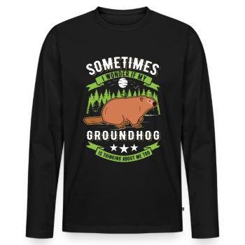 Murmeltier Groundhog Day Waldmurmeltier - Männer Premium Bio Langarmshirt - Schwarz - Vorne - Nico (187cm)