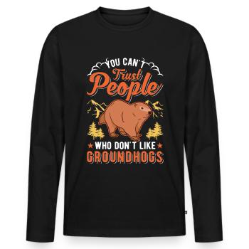Murmeltier Groundhog Marmot Waldmurmeltier - Männer Premium Bio Langarmshirt - Schwarz - Vorne - Nico (187cm)
