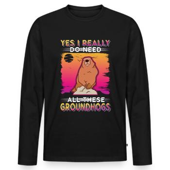 Groundhog Day Marmot - Men's Premium Organic Long Sleeve Shirt - black - Front - Nico (187cm)