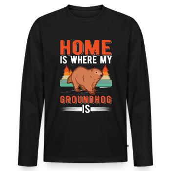 Marmot Home Groundhog Day Marmot - Men's Premium Organic Long Sleeve Shirt - black - Front - Nico (187cm)