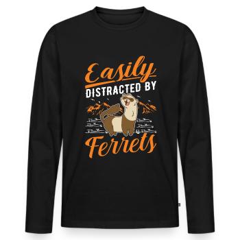 Facilement distrait par Ferrets Frettchen - T-shirt manches longues Premium bio Homme - noir - Devant - Nico (187cm)