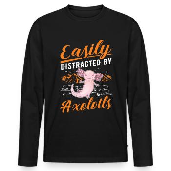 Facilement distrait par Axolotls Tail Luch - T-shirt manches longues Premium bio Homme - noir - Devant - Nico (187cm)