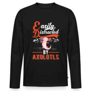 Facilement distrait par Axolotls Tail Luch - T-shirt manches longues Premium bio Homme - noir - Devant - Nico (187cm)