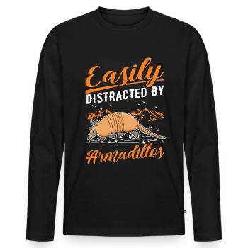 Easily distracted by Armadillo's armadillo - Men's Premium Organic Long Sleeve Shirt - black - Front - Nico (187cm)