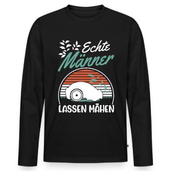 Echte Männer lassen mähen Mähroboter - Männer Premium Bio Langarmshirt - Schwarz - Vorne - Nico (187cm)