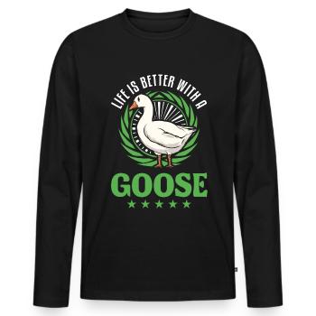 Life is better with a Goose Goose Breeder Goose - Men's Premium Organic Long Sleeve Shirt - black - Front - Nico (187cm)