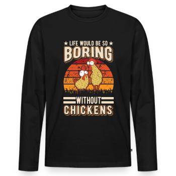Chicken Chicken Breeding Chicken Farmer - Men's Premium Organic Long Sleeve Shirt - black - Front - Nico (187cm)