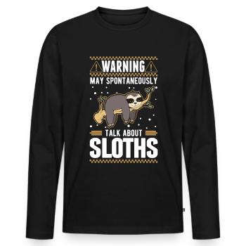 Avertissement de paresseux - T-shirt manches longues Premium bio Homme - noir - Devant - Nico (187cm)