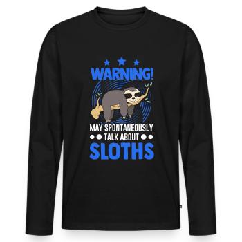 Avertissement de paresseux - T-shirt manches longues Premium bio Homme - noir - Devant - Nico (187cm)