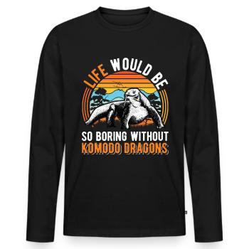 Komodowaran Geschenk Komodo Dragon Waran - Männer Premium Bio Langarmshirt - Schwarz - Vorne - Nico (187cm)
