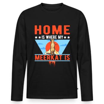 La maison est l’endroit où se trouvent mes suricates - T-shirt manches longues Premium bio Homme - noir - Devant - Nico (187cm)