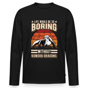 Komodowaran Geschenk Komodo Dragon Waran - Männer Premium Bio Langarmshirt - Schwarz - Vorne - Nico (187cm)