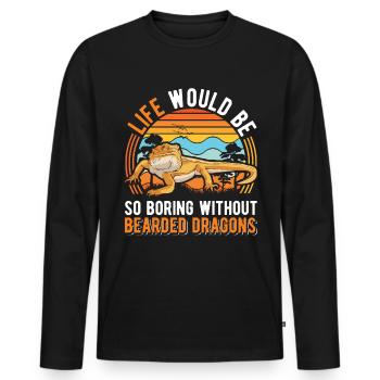 Bearded Dragon Pogona Gift - Men's Premium Organic Long Sleeve Shirt - black - Front - Nico (187cm)