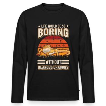 Bearded Dragon Pogona Gift - Men's Premium Organic Long Sleeve Shirt - black - Front - Nico (187cm)