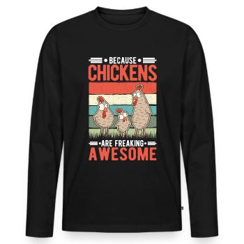 Parce que les poulets sont vraiment géniaux Hühnchen - T-shirt manches longues Premium bio Homme - noir - Devant - Nico (187cm)
