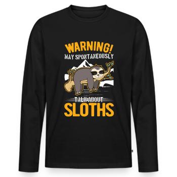 Avertissement de paresseux - T-shirt manches longues Premium bio Homme - noir - Devant - Nico (187cm)