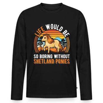 Shetland Pony Gift Shetty - Men's Premium Organic Long Sleeve Shirt - black - Front - Nico (187cm)
