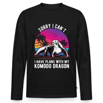 Komodowaran Waran Komododrache - Männer Premium Bio Langarmshirt - Schwarz - Vorne - Nico (187cm)