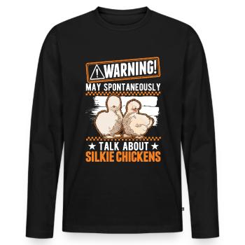 Warning Silkie Chicken Silkie Chicken - Men's Premium Organic Long Sleeve Shirt - black - Front - Nico (187cm)