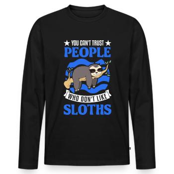 Sloth lover - Men's Premium Organic Long Sleeve Shirt - black - Front - Nico (187cm)