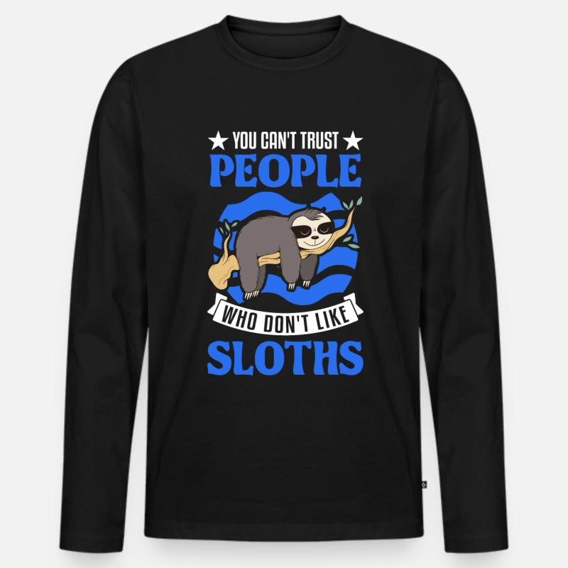 Faultier Liebhaber - Männer Premium Bio Langarmshirt - Schwarz