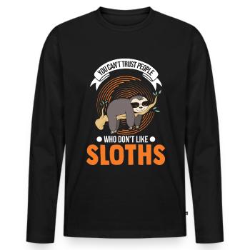 Sloth lover - Men's Premium Organic Long Sleeve Shirt - black - Front - Nico (187cm)