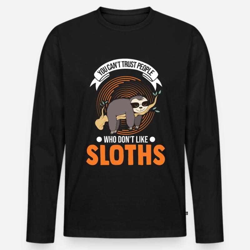 Faultier Liebhaber - Männer Premium Bio Langarmshirt - Schwarz