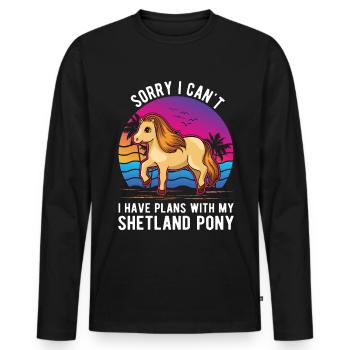 Poney Shetland Poney Shetland Shetty - T-shirt manches longues Premium bio Homme - noir - Devant - Nico (187cm)