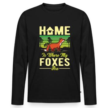 Home is where my Foxes are Fuchs - Men's Premium Organic Long Sleeve Shirt - black - Front - Nico (187cm)