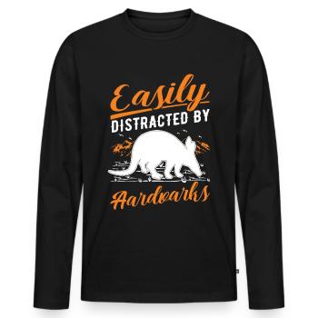 Facilement distrait par Aardvarks Aardvark - T-shirt manches longues Premium bio Homme - noir - Devant - Nico (187cm)