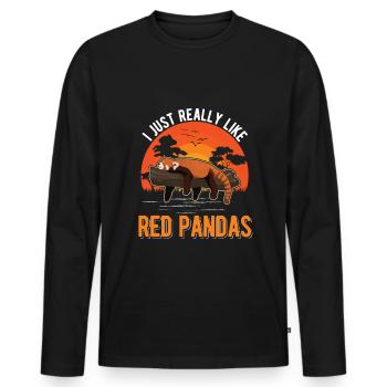 J’aime vraiment Red Pandas Roter Panda - T-shirt manches longues Premium bio Homme - noir - Devant - Nico (187cm)