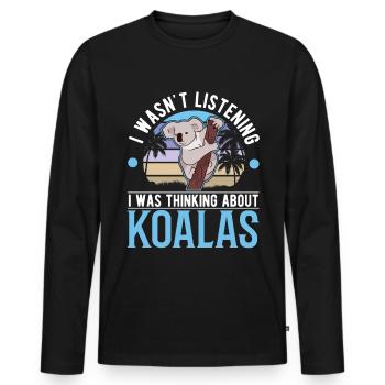 Amoureux des koalas Ours koala - T-shirt manches longues Premium bio Homme - noir - Devant - Nico (187cm)