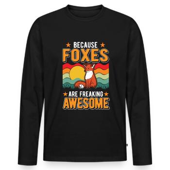 Because Foxes are freaking awesome Fuchs - Men's Premium Organic Long Sleeve Shirt - black - Front - Nico (187cm)