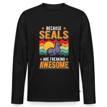 Robbe Cadeau Lion de mer - T-shirt manches longues Premium bio Homme - noir - Devant - Nico (187cm)