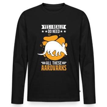 Erdferkel Geschenk Aardvark - Männer Premium Bio Langarmshirt - Schwarz - Vorne - Nico (187cm)